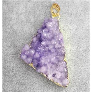 druzy quartz pendant, gold plated, approx 20-30mm