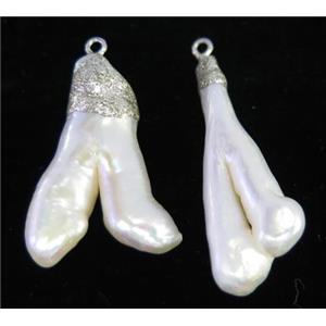 freshwater pearl pendant, white, approx 12-35mm