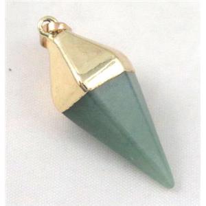 green aventurine bullet pendant, approx 12-38mm