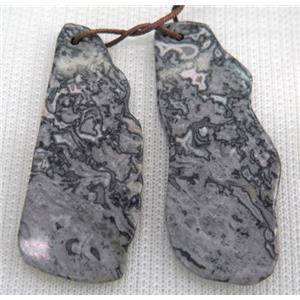 grey Picture Jasper slice pendant, freeform, approx 15-50mm