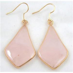 rose quartz earring, gold plated, approx 20-40mm