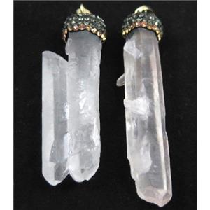 clear quartz pendant paved rhinestone, stick, approx 15-60mm