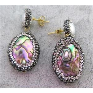 gemstone earring paved rhinestone, approx 15-25mm