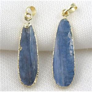 blue Kyanite teardrop pendant, gold plated, approx 12-40mm