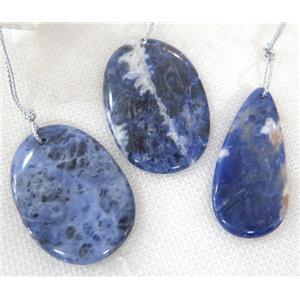 blue sodalite slice pendant, freeform, approx 15-45mm