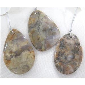 fossil jasper pendant, freeform, approx 15-45mm