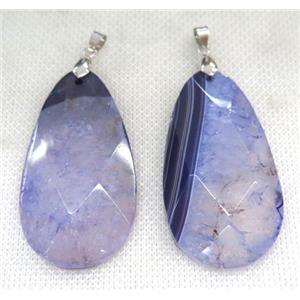 purple druzy agate pendant, faceted teardrop, approx 30-55mm