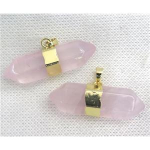 Rose Quartz bullet pendant, approx 12-40mm