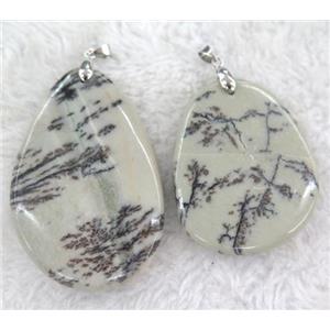 Chohua Jasper pendant, teardrop, approx 35-55mm