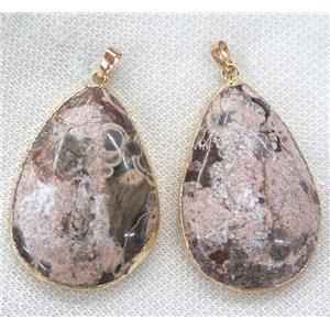 ocean jasper pendant, teardrop, gold plated, approx 20-60mm