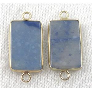 blue Sodalite rectangle connector, dye, gold plated, approx 12x20mm