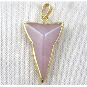 Rose Quartz dart pendant, gold plated, approx 28-40mm