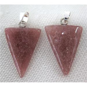 strawberry quartz triangle pendant, approx 20-30mm