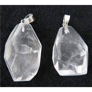 clear quartz pendant, freeform, approx 15-35mm