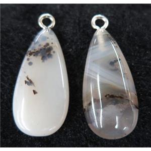 Heihua Agate teardrop pendant, approx 15-30mm