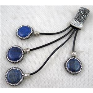 Lapis Lazuli tassel pave rhinestone, blue, approx 15-120mm