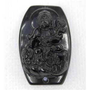 black Obsidian buddha connector, approx 22-35mm