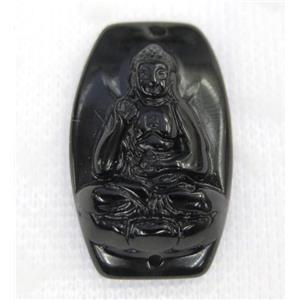 black Obsidian buddha connector, approx 22-35mm