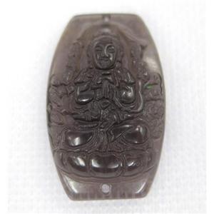 smoky Obsidian buddha connector, approx 22-35mm