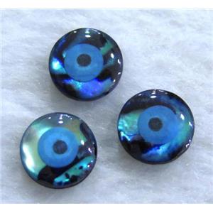 Paua Abalone shell bead without hole, eye, flat round, approx 10mm dia