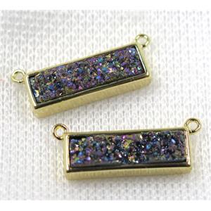 rainbow Quartz Druzy pendant with 2loops, rectangle, approx 6-20mm