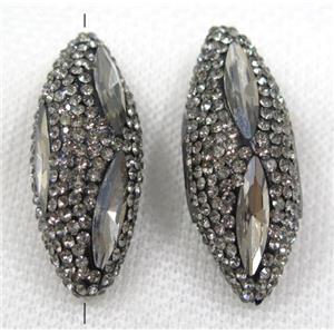 crystal glass bead paved rhinestone, Rice, gray, approx 15-35mm