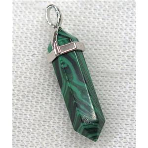 green malachite bullet pendant, approx 10-30mm