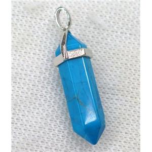 blue turquoise bullet pendant, approx 10-30mm