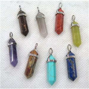 mix gemstone bullet pendant, approx 10-30mm