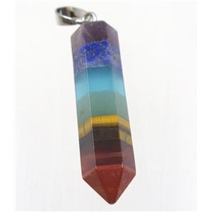 Gemstone Chakra Bullet Pendant Yoga Multicolor, approx 10-40mm