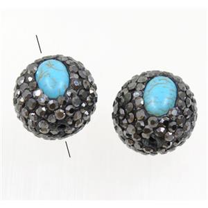 round clay beads paved rhinestone, approx 13mm dia