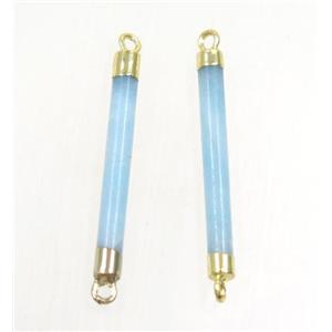 blue Amazonite connector, stick, gold plated, approx 3-30mm