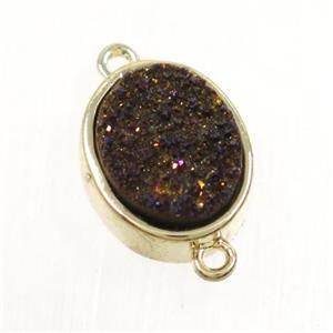 purple Druzy Quartz oval connector, approx 10x12mm