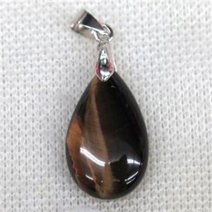 Tiger eye stone teardrop pendant, approx 15x25mm