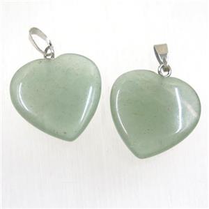 green Aventurine heart pendant, approx 25mm