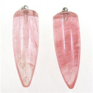 red Watermelon Quartz bullet pendant, approx 10-30mm