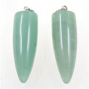 green Aventurine bullet pendant, approx 10-30mm