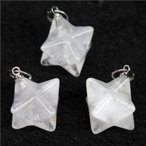 Clear Quartz pendant, star, approx 20mm dia