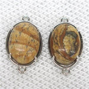 Picture Jasper connector, oval, approx 15x20mm