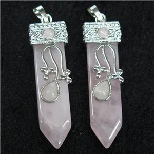 Rose Quartz arrowhead pendant, approx 13-52mm