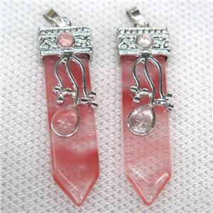 red Watermelon Quartz arrowhead pendant, approx 13-52mm