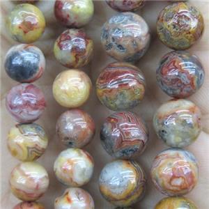 Red Crazy Lace Agate Beads, round, approx 6mm dia