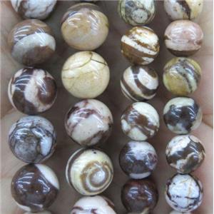 round Brown Zebra Jasper beads, approx 12mm dia