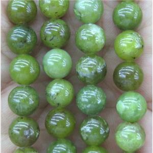 round Olive jade beads, approx 6mm dia