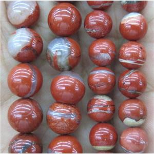 white lace Red Jasper Beads, round, approx 8mm dia