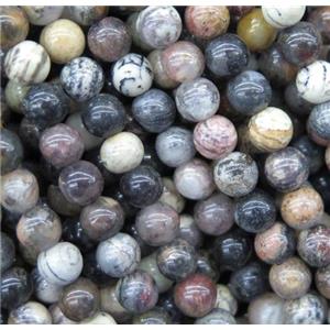 round Silver Leaf Jasper beads, approx 4mm dia