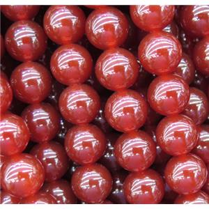 round Red Carnelian Agate beads, approx 8mm dia