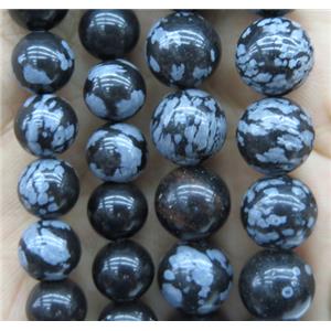 round Snowflake Obisidian jasper beads, approx 8mm dia