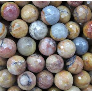 Venus Jasper beads, faceted round, approx 8mm dia