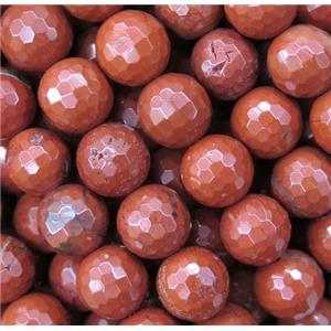 Red Jasper Beads, faceted round, approx 6mm dia